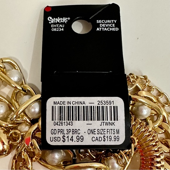 Body Rage 3 Piece Gold & Pearl Bracelet Set OSFM - Picture 2 of 5